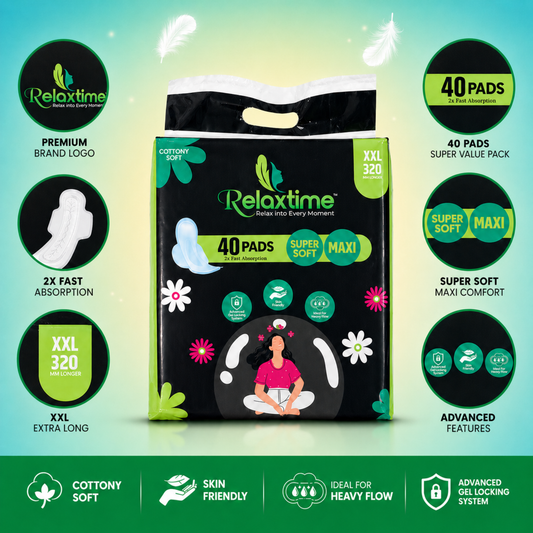 Relaxtime Cottony Soft XXL Sanitary Pads – 320mm, 40 Pads